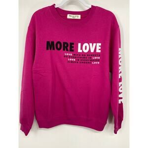 Wound Up Womens Pink More Love Long Sleeve Crewneck Sweatshirt NEW Small